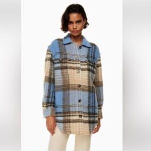 Wilfred Plaid Jacket in Blue and Tan